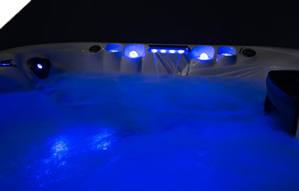 Led lights set the mood for a relaxing hot tub experience